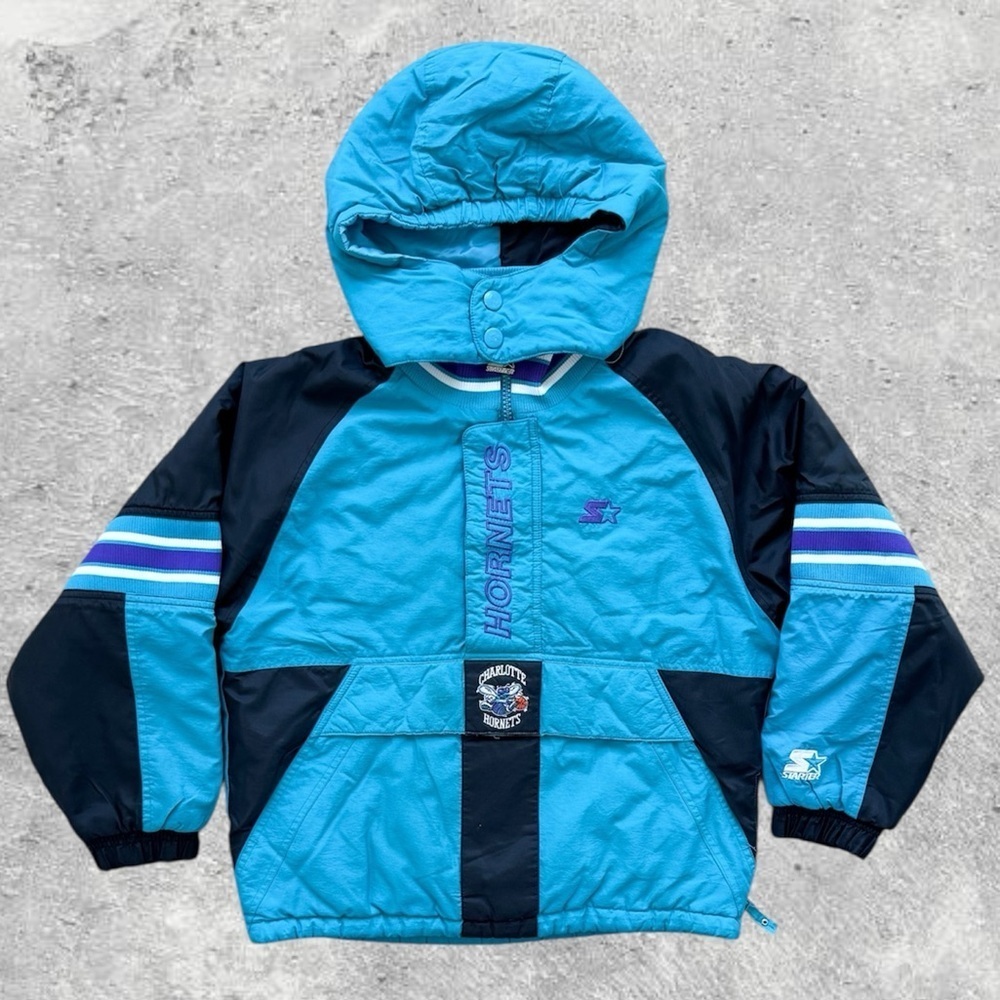 Charlotte Hornets NBA Vtg 1997 Starter Puffer Pullover Jacket Youth Size (M) - Picture 2 of 8